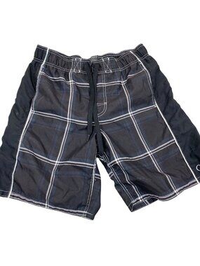Ocean Pacific OP Mens Board Shorts Size M (32-34) Black Plaid Swimwear Casual